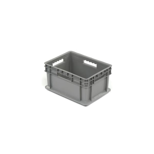 Solid Straight Wall Storage Container, 15-3/4 in L x 11-3/4 in W x 8-1/4 in H, Gray, 12 PK